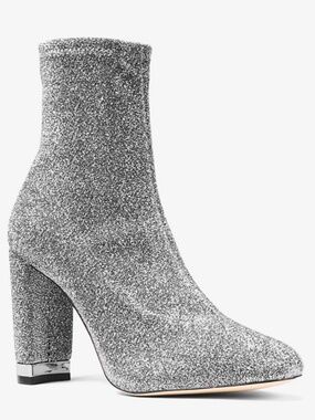 Michael Kors Mandy Glitter Stretch Knit Ankle Boots (Size 6.5)